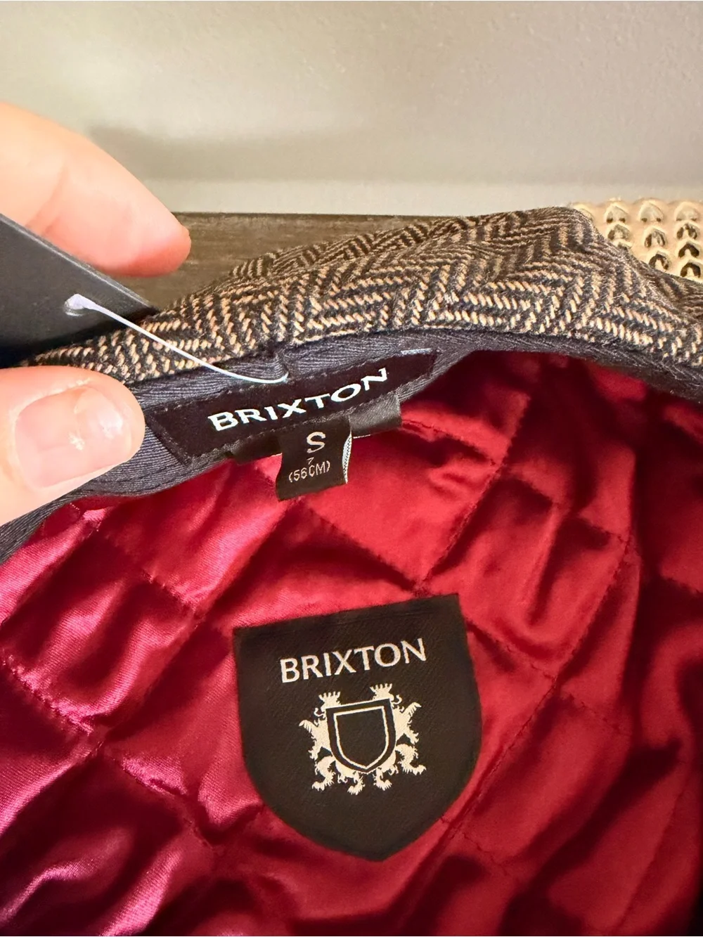 Brixton Brown Herringbone Hooligan Snap Cap Size S